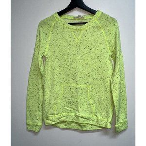 Cloud Chaser Womens Flecked Pouch Pocket Sweatshirt Top Size M Neon Yellow Black
